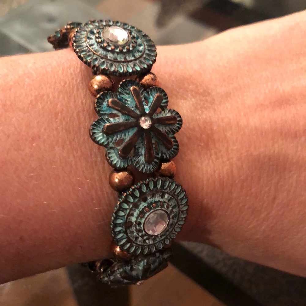 Teal with copper accented bracelet